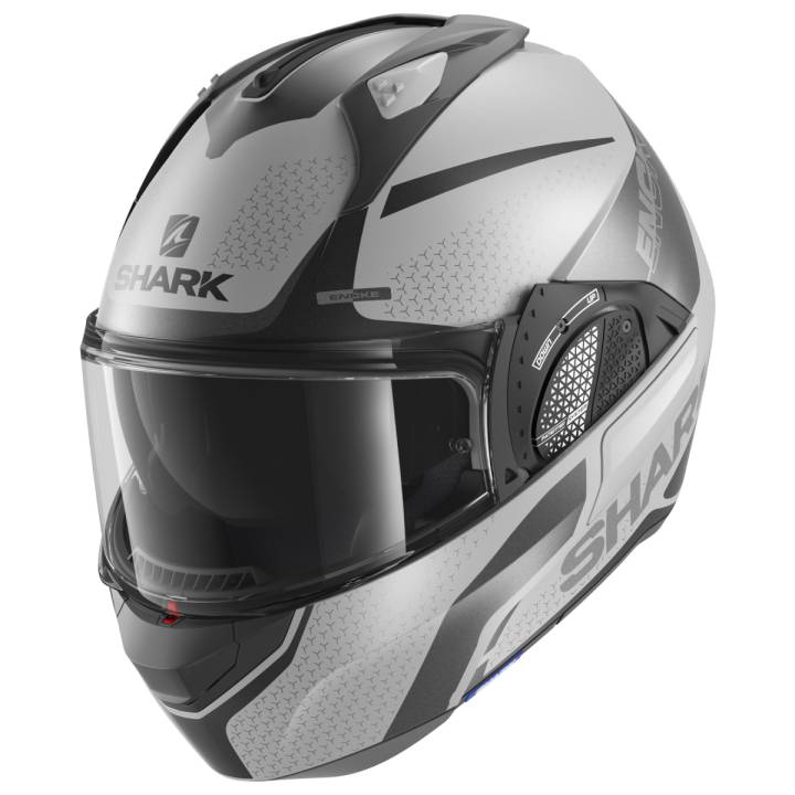Шлем мото интеграл SHARK (Шарк) EVO GT ENCKE MAT Silver/Anthracite/Black S