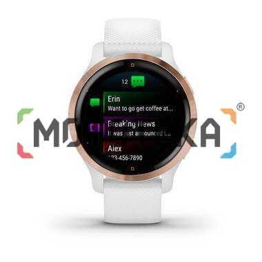 Смарт-часы Garmin (Гармин) Venu 2S, Wi-Fi, GPS, белые, розовое золото, с силиконовым ремешком (010-02429-13)