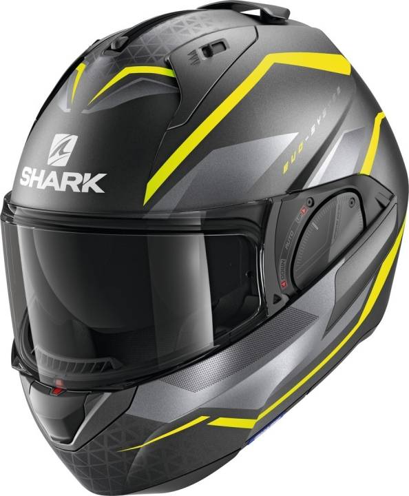 Шлем мото интеграл SHARK (Шарк) EVO ES YARI Mat Antracite/Yellow/Silver XS
